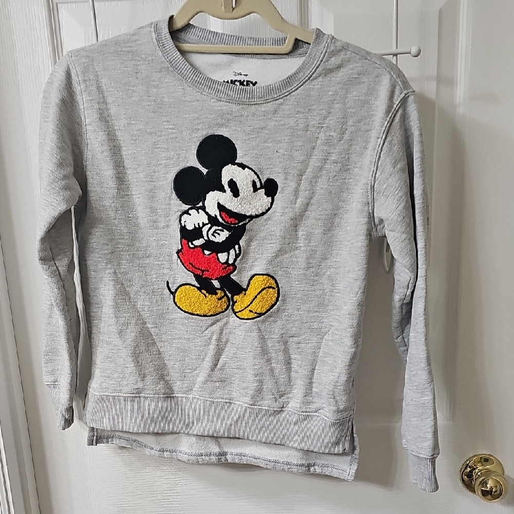 Kids Vintage Disney Gray Sweatshirt with Mickey Mouse Design Size XL 14/16